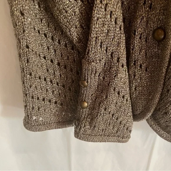 Chico’s Florence Caridigan Sweater Vanity Size 1 Gold Woven Mature Office Wear - Picture 5 of 8